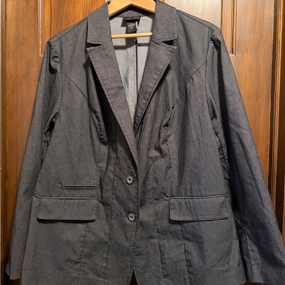 Lane Bryant Black/Charcoal Denim Blazer